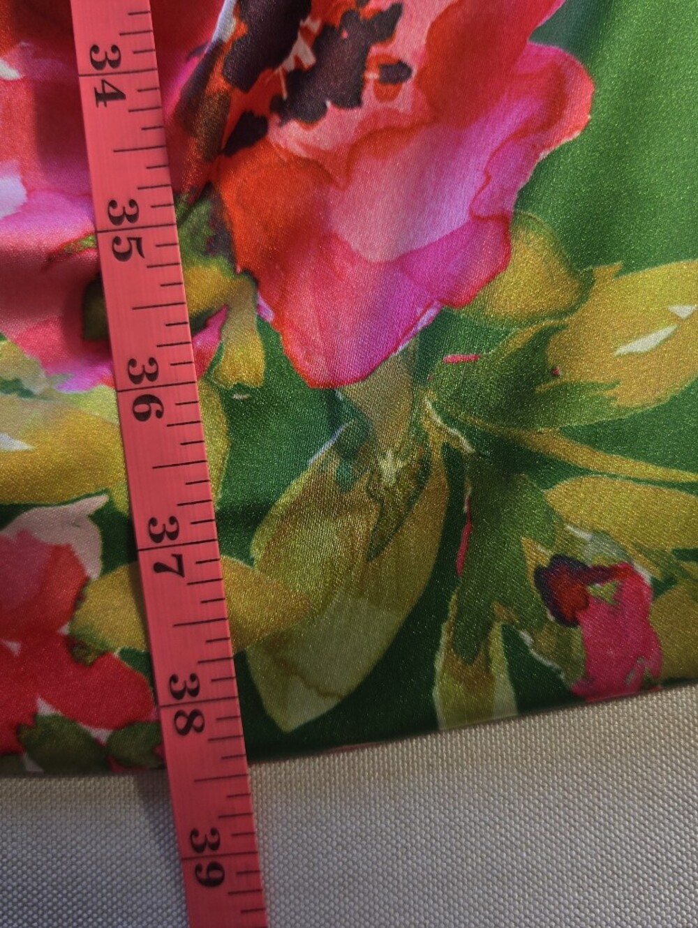 Eliza J Floral Halter Cocktail Dress Green Pink Satin Wedding Guest Size 6 - Picture 7 of 9